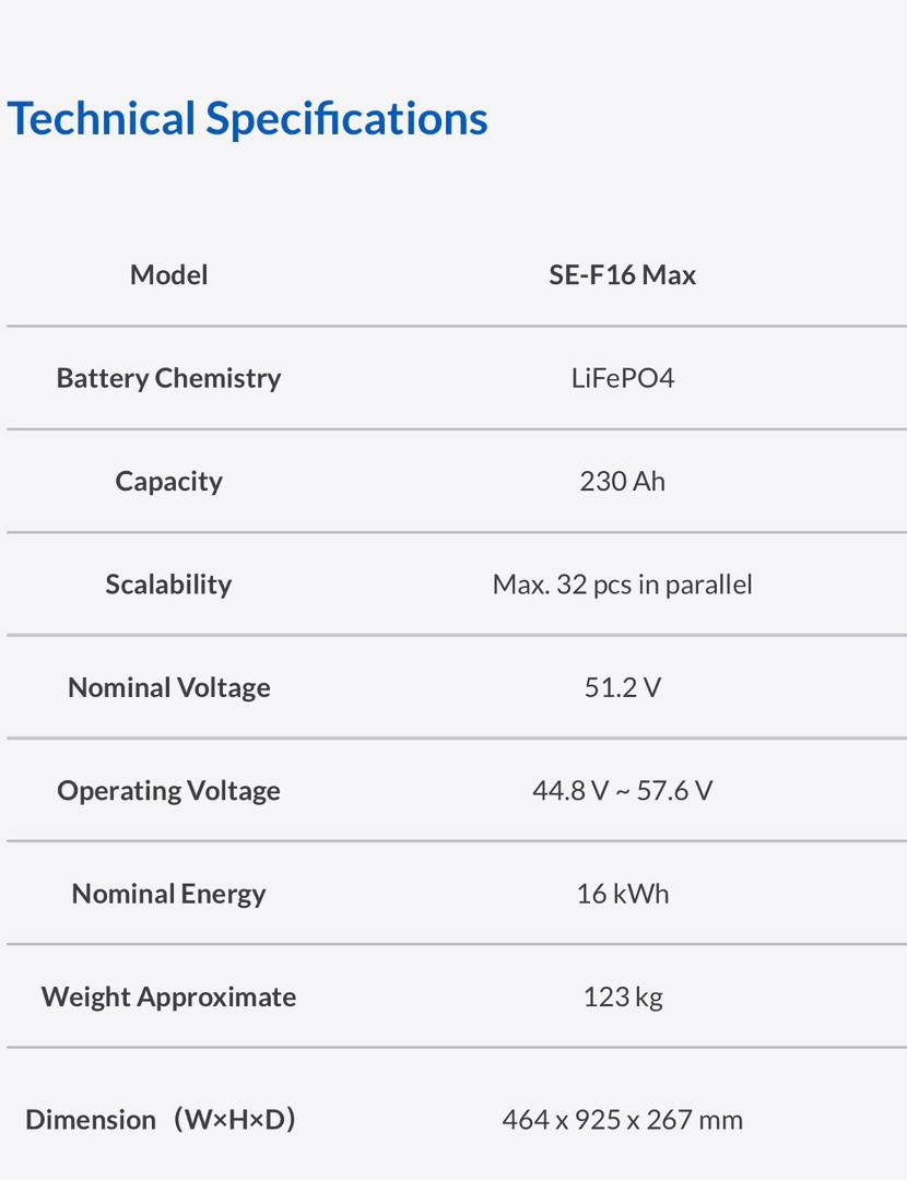 Sélection Deye Batteries Deye SE-F16 Max