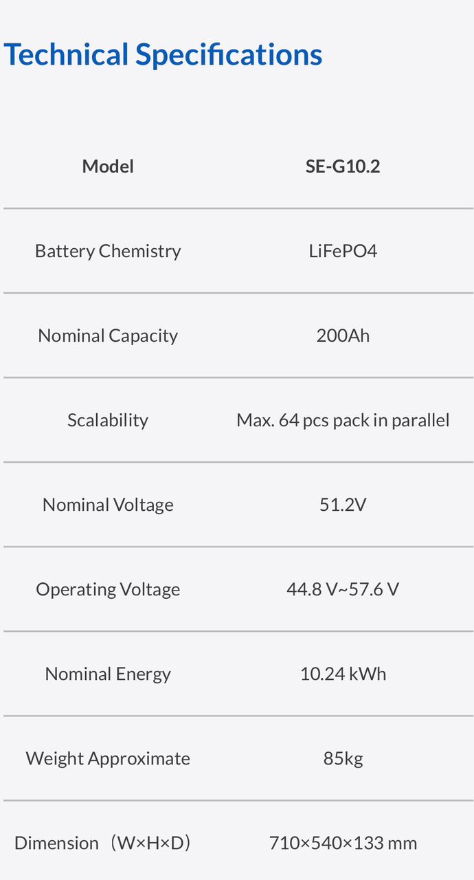 Sélection Deye Batteries Deye SE-G10.2